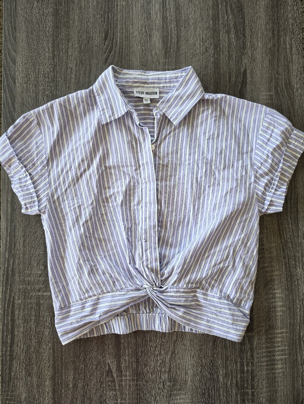 Steve Madden Striped Twist Front Cropped Top